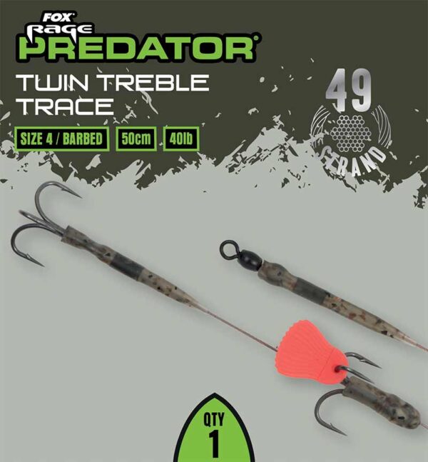 Fox Rage Predator Twin Trebble Trace Size 4