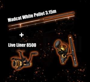 hengelset madcat white pellet met penn liveliner 8500