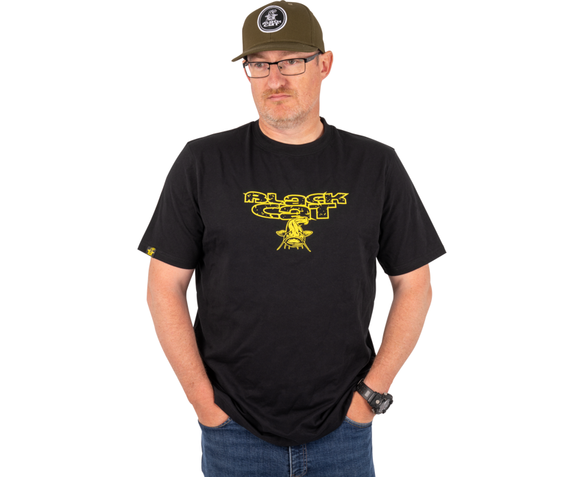 Black cat DISTRESSED LOGO BLACK TEE XL