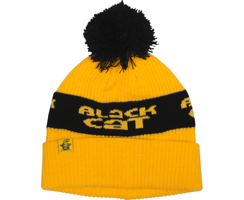 Black Cat Yellow Bobble Hat